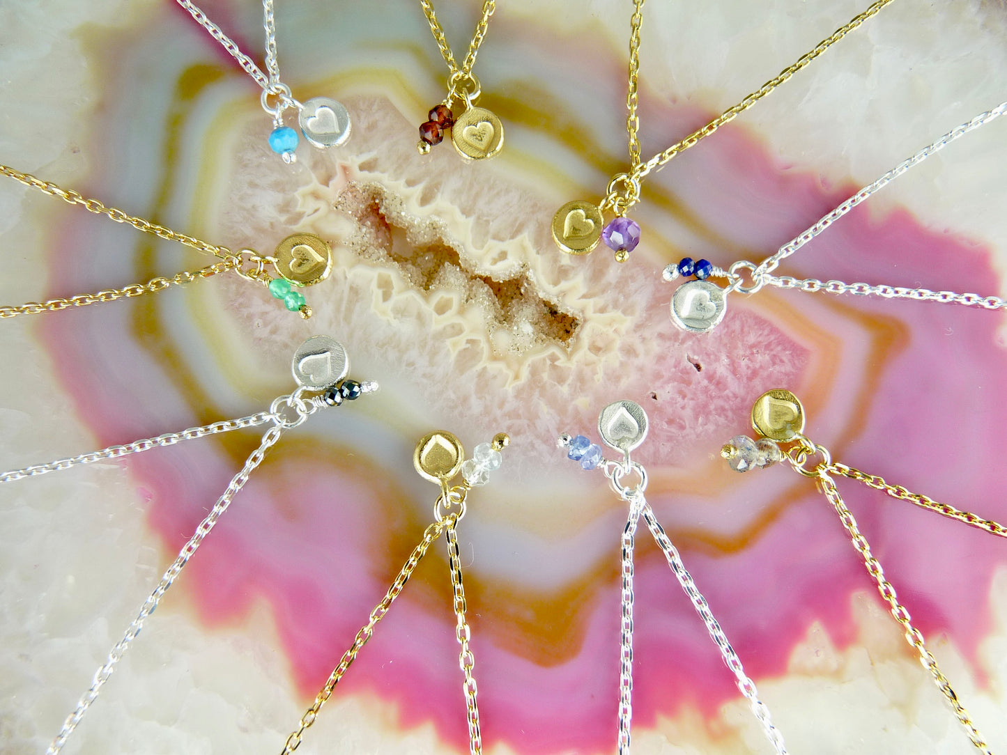 Heart Stamped Gemstone Bracelet