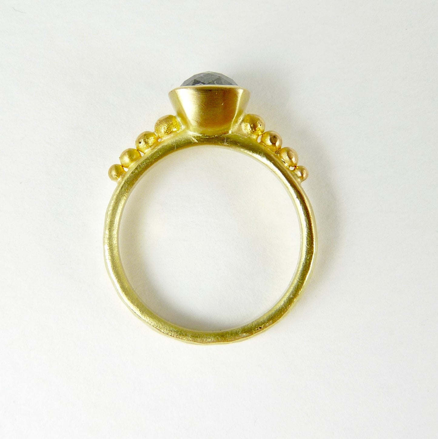 Cushion Salt & Pepper Diamond Granulation Ring