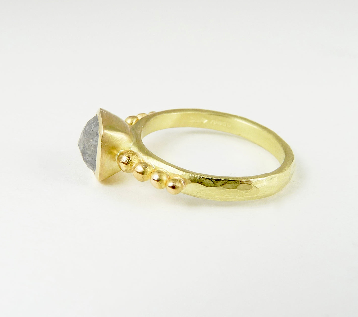 Cushion Salt & Pepper Diamond Granulation Ring