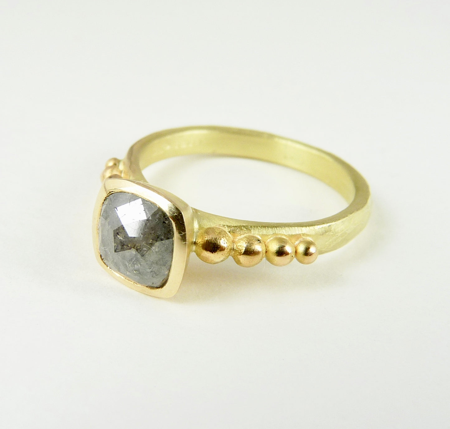 Cushion Salt & Pepper Diamond Granulation Ring