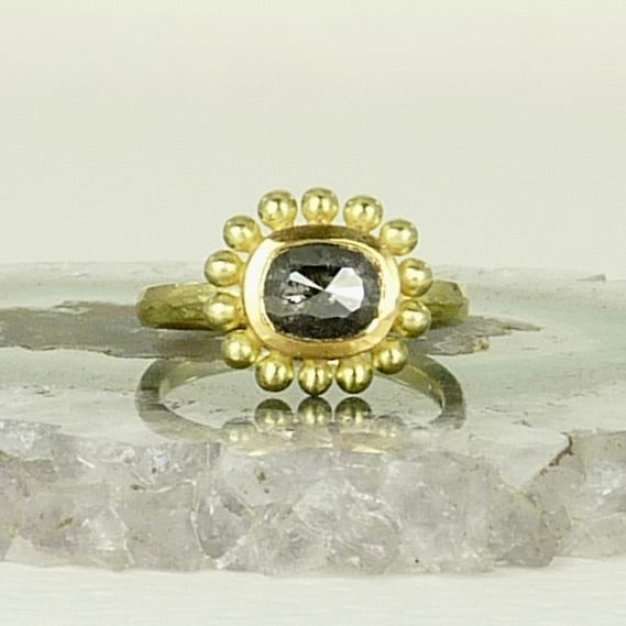 Salt And Pepper Diamond Courtesan Ring