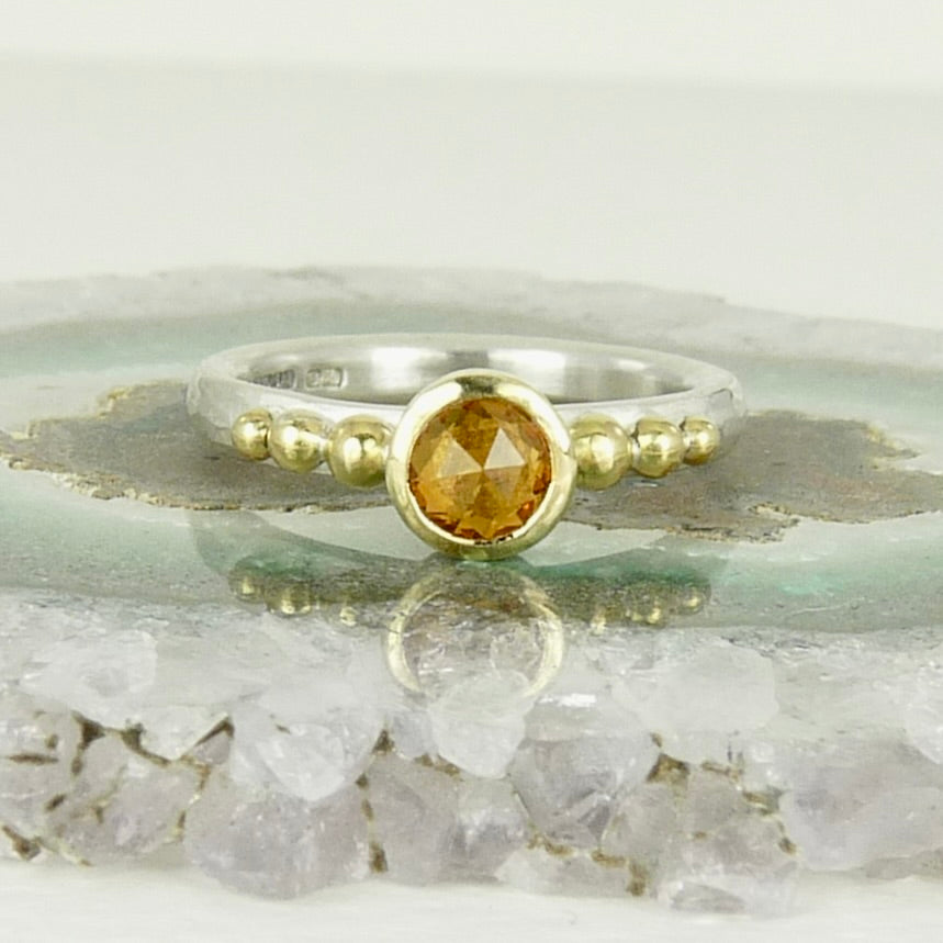 Orange Sapphire Granulation Ring