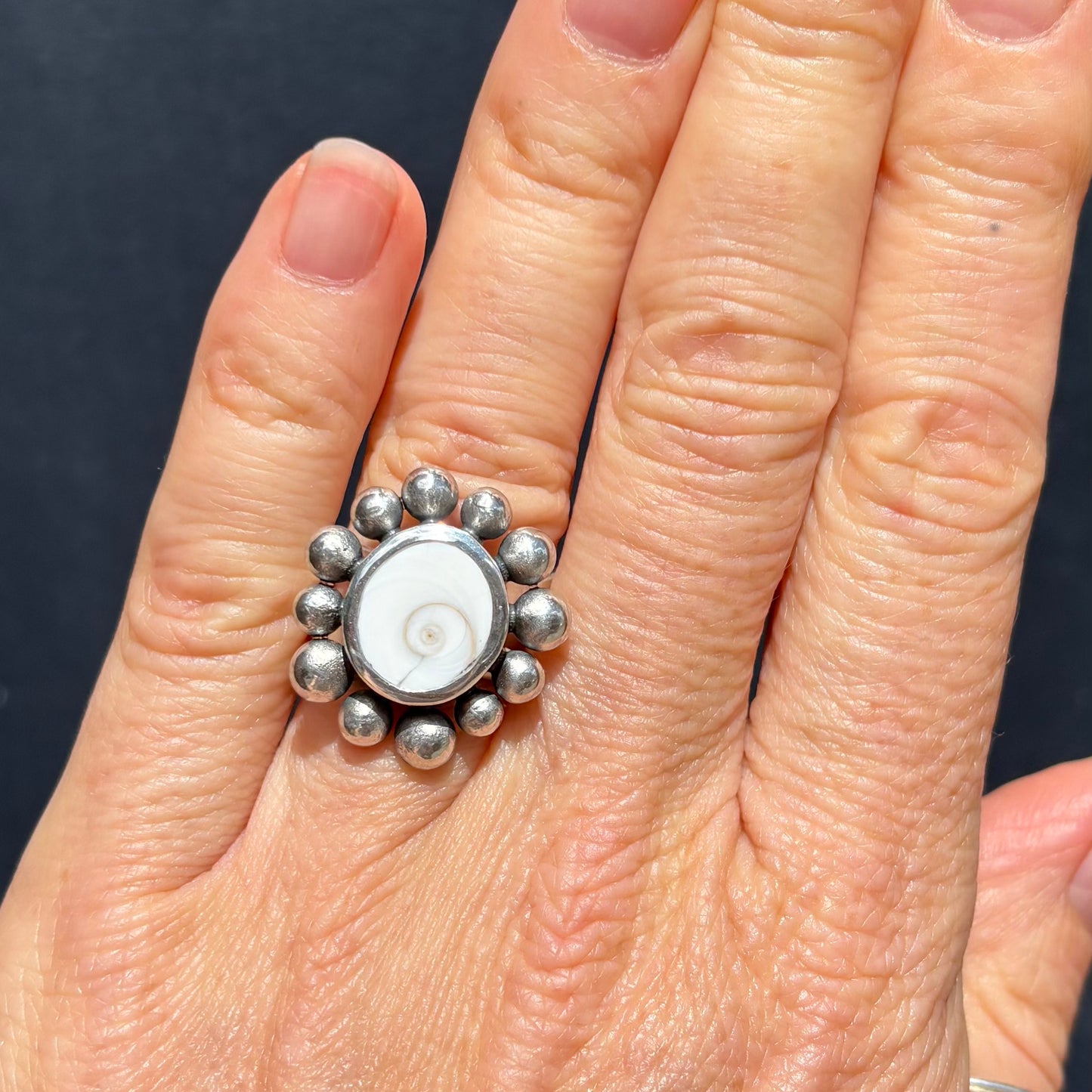 Big Courtesan Operculum Silver Ring