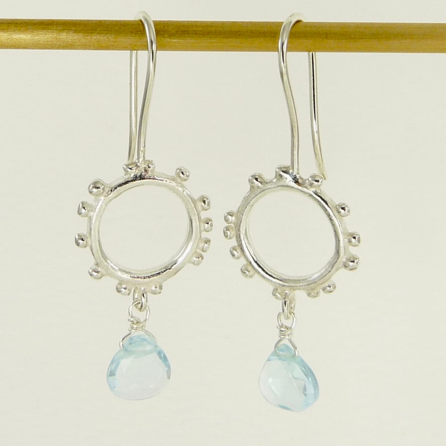 Tiny Granulation Circle Earrings with Hook Fitting