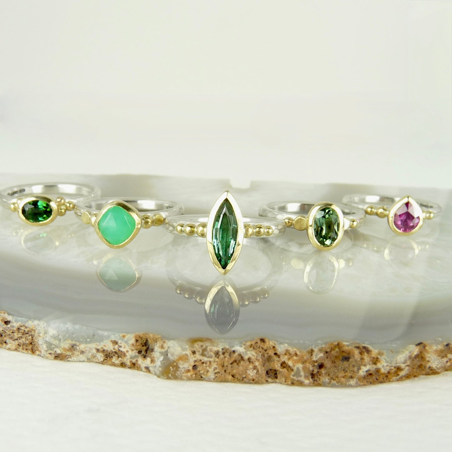 Chrysoprase Granulation Ring