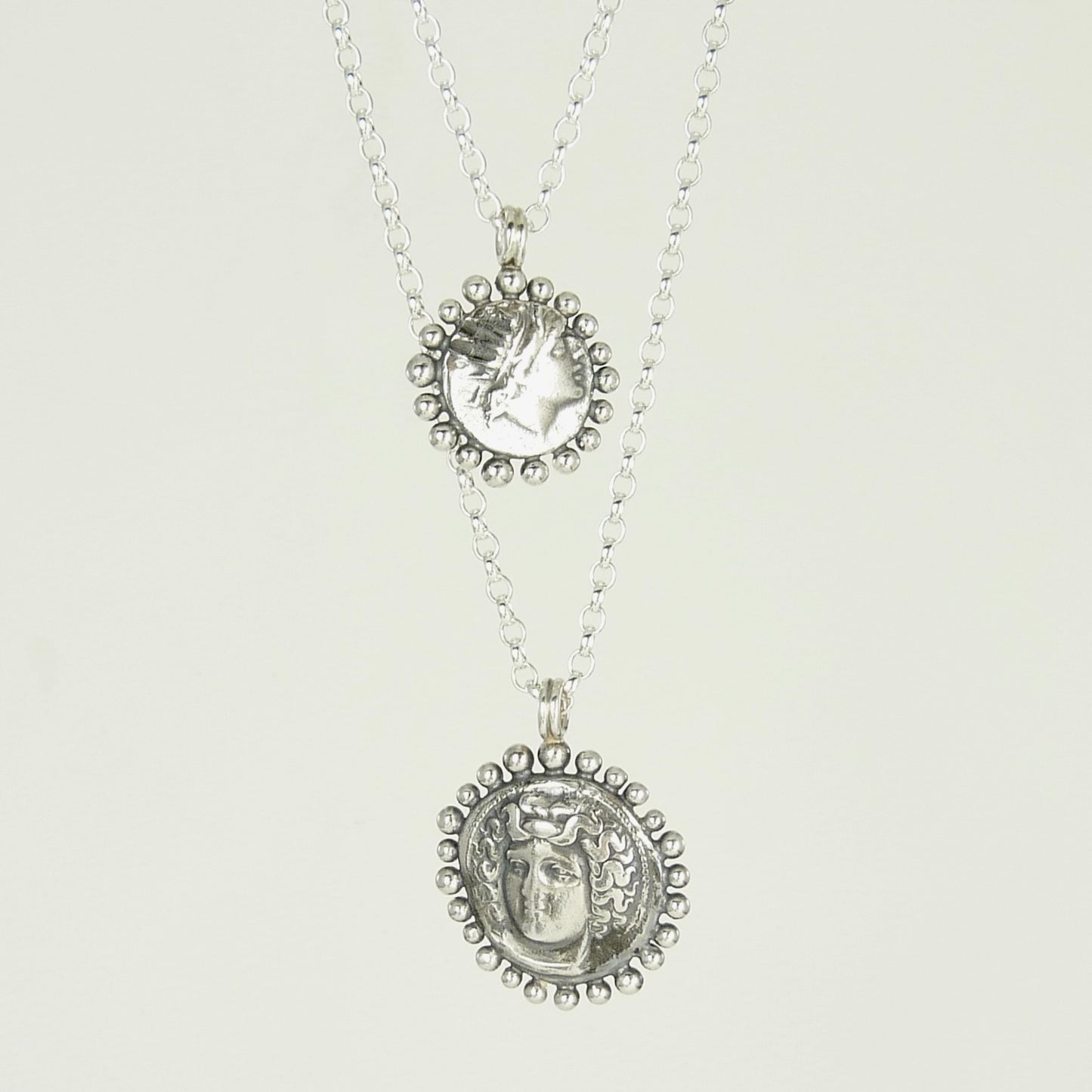 Helios, God of the Sun Necklace Adorned with Silver Granules, Ancient Greek Coin