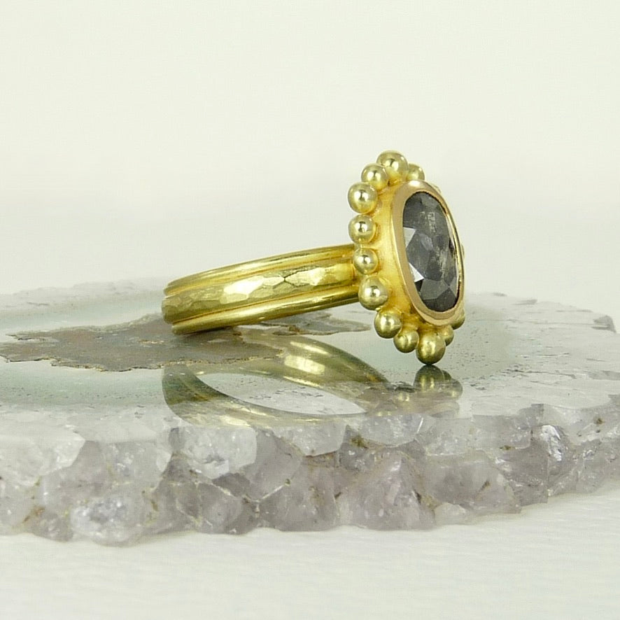 Large Salt And Pepper Diamond Courtesan ring