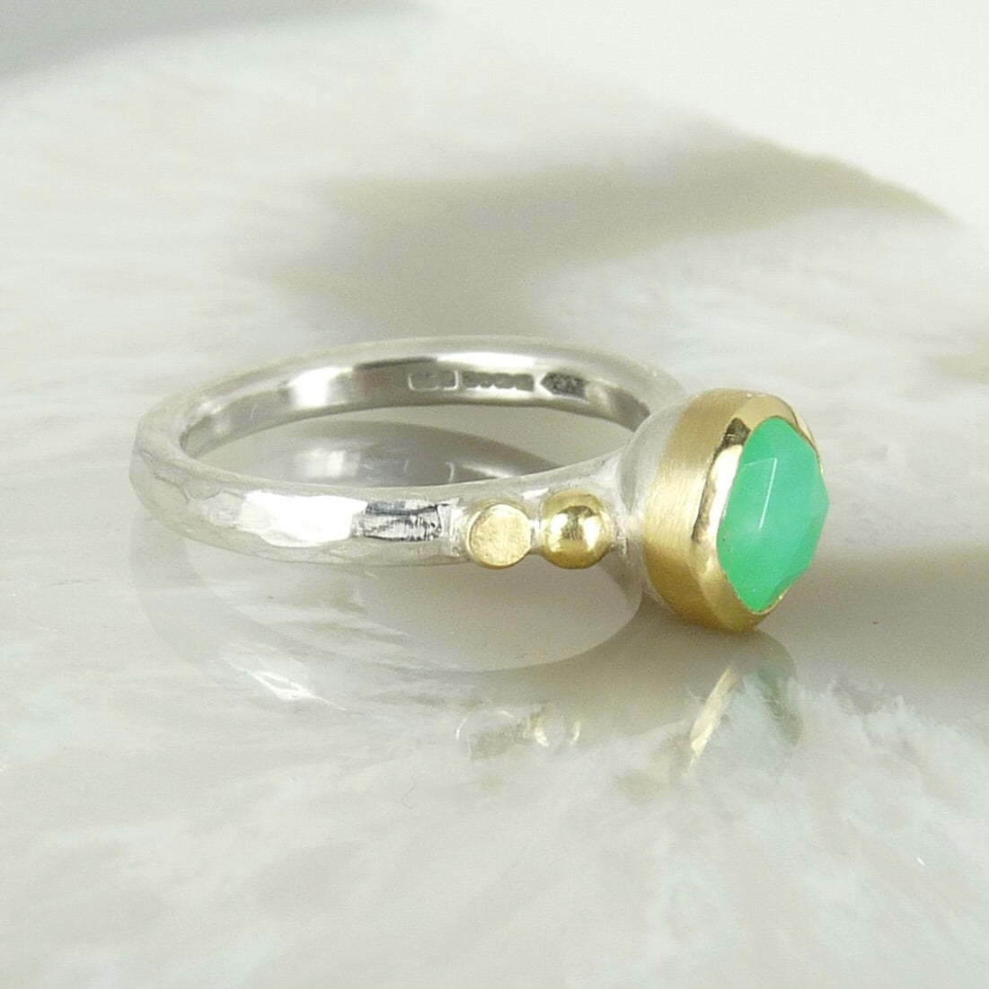 Chrysoprase Granulation Ring