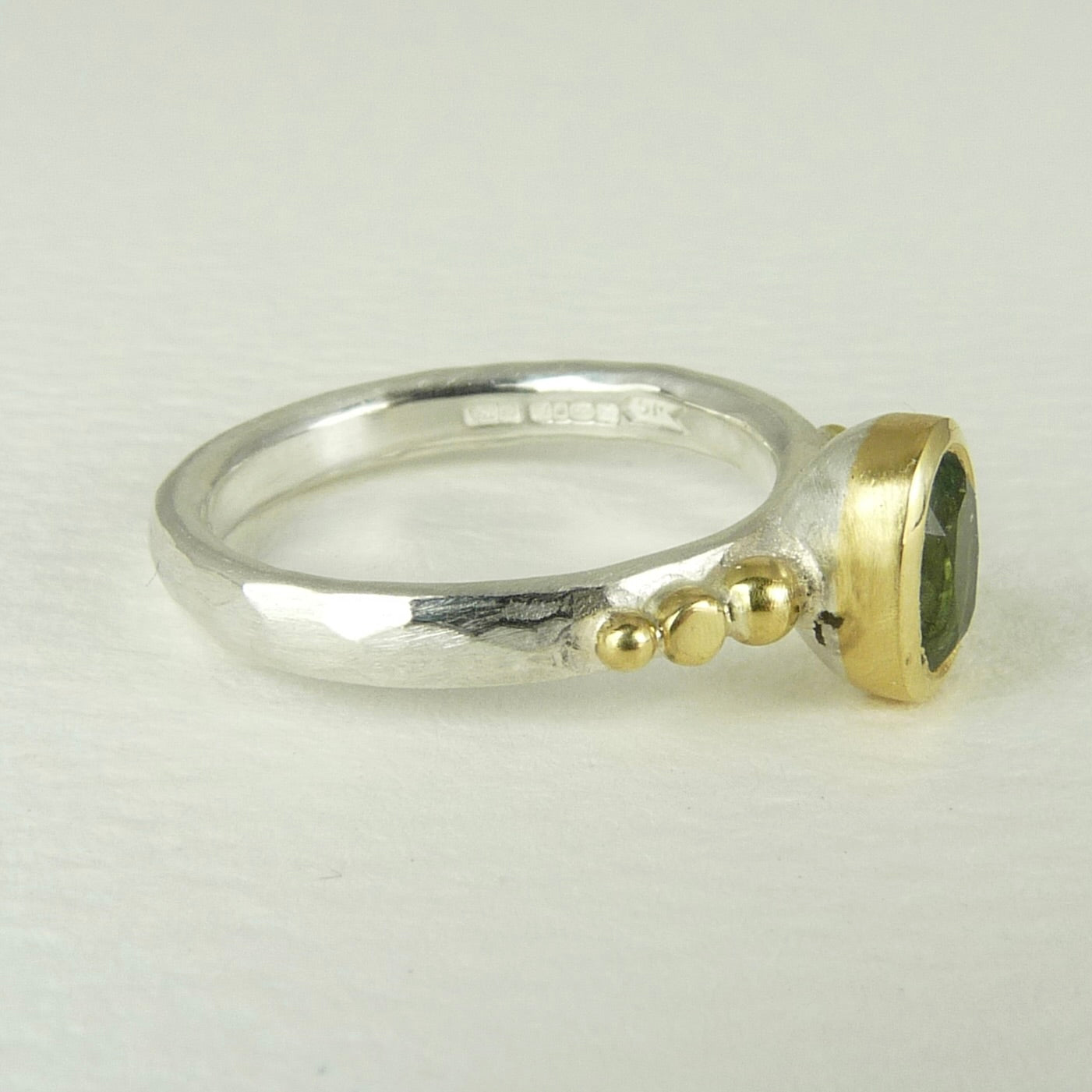 Mint Green Tourmaline Granulation Ring