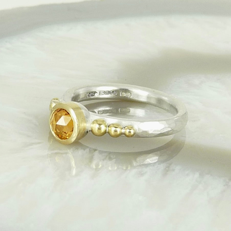 Orange Sapphire Granulation Ring