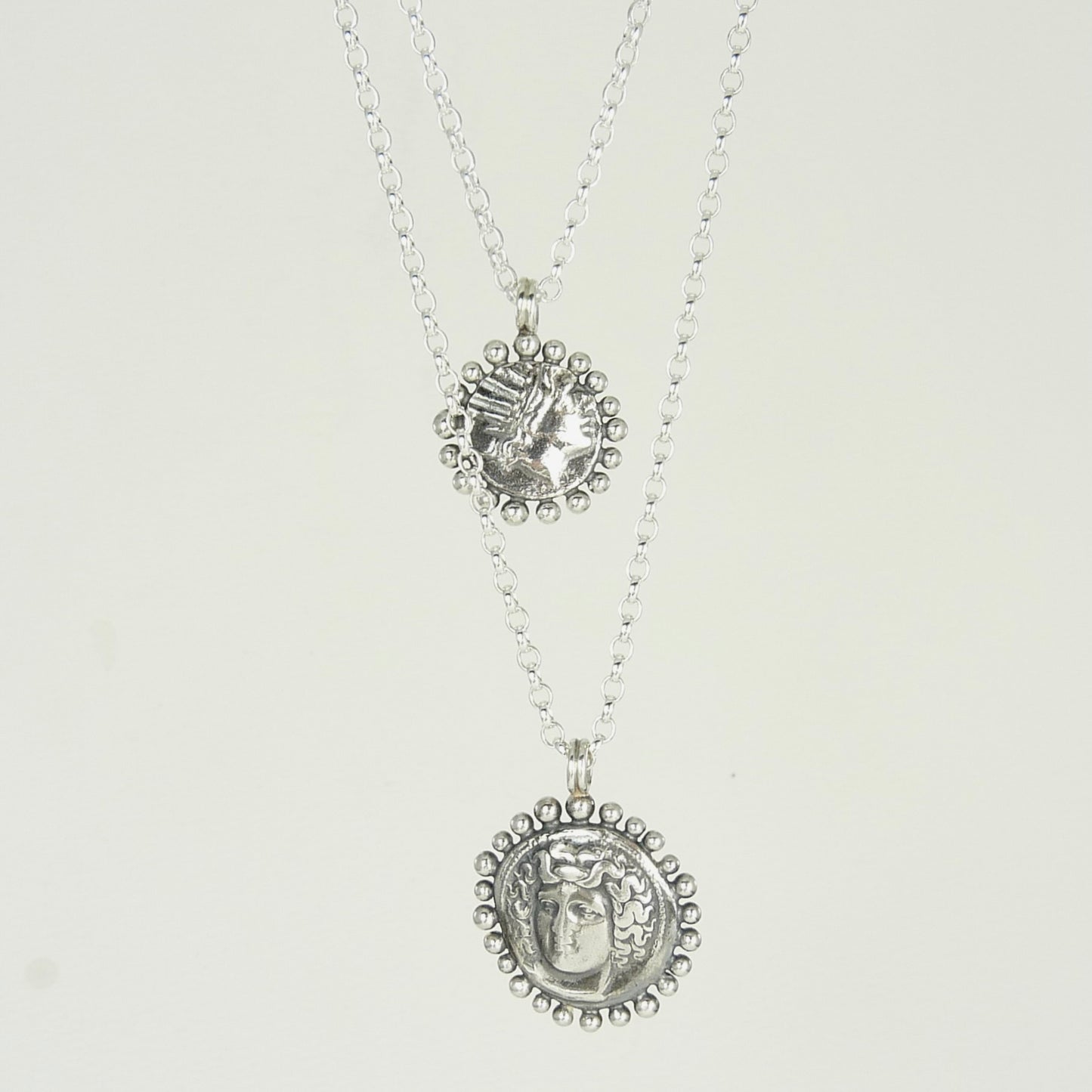 Helios, God of the Sun Necklace Adorned with Silver Granules, Ancient Greek Coin