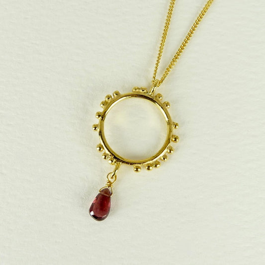 Small Granulation Circle Gemstone Necklace