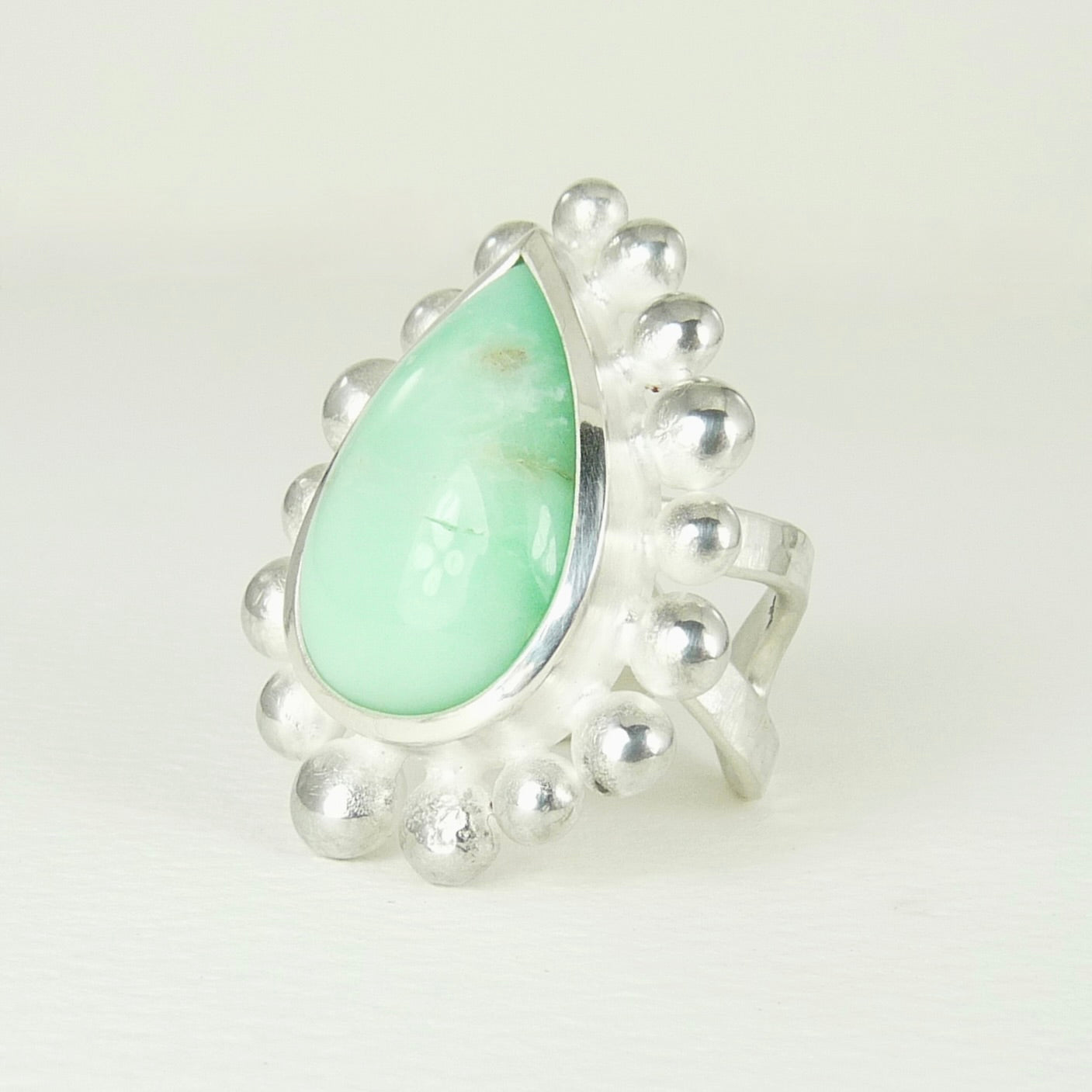 Giant Teardrop Chrysoprase Courtesan Ring
