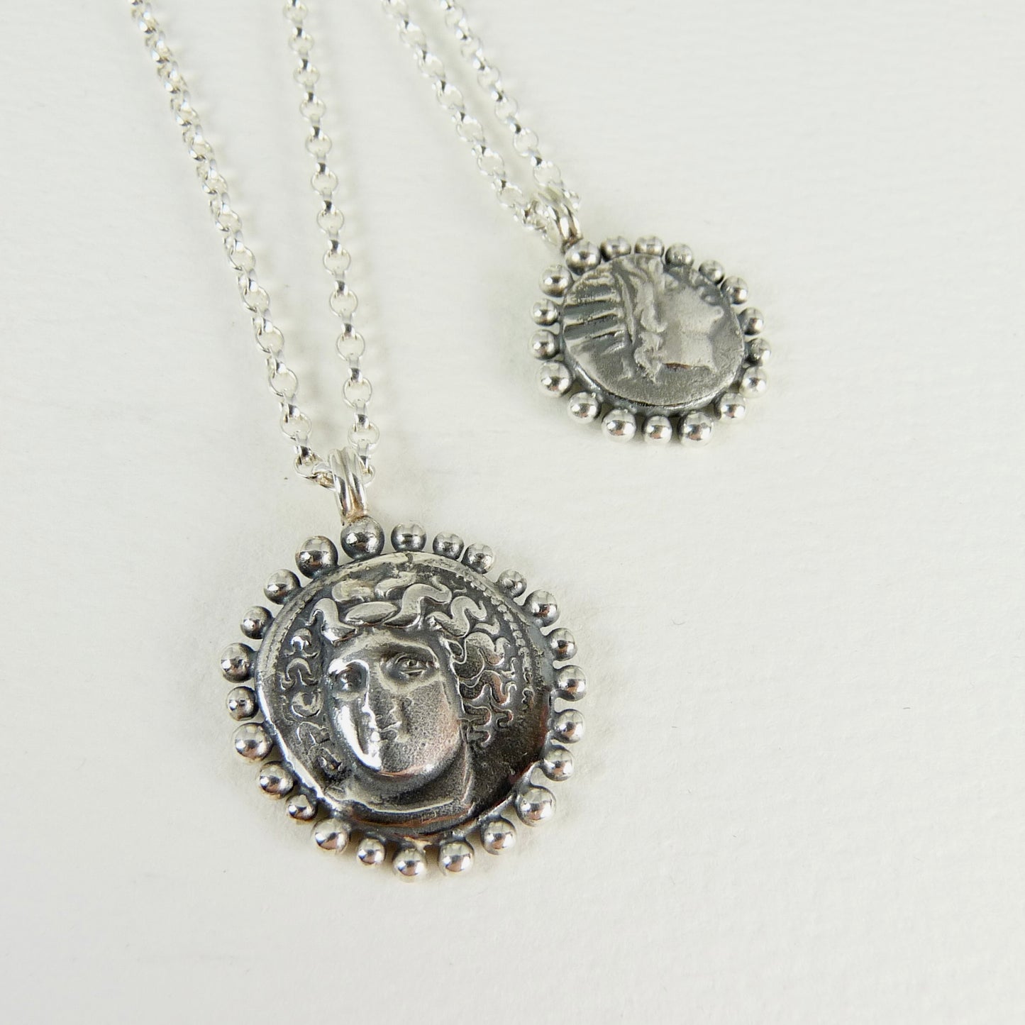 Helios, God of the Sun Necklace Adorned with Silver Granules, Ancient Greek Coin