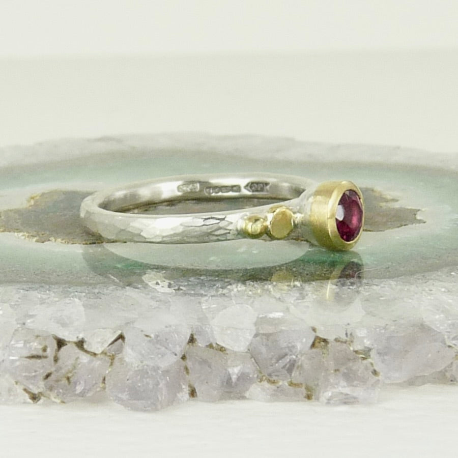 Pink Tourmaline Granulation Ring