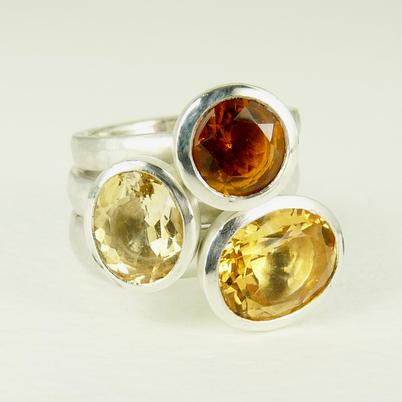 Oval Citrine Cup Ring Silver