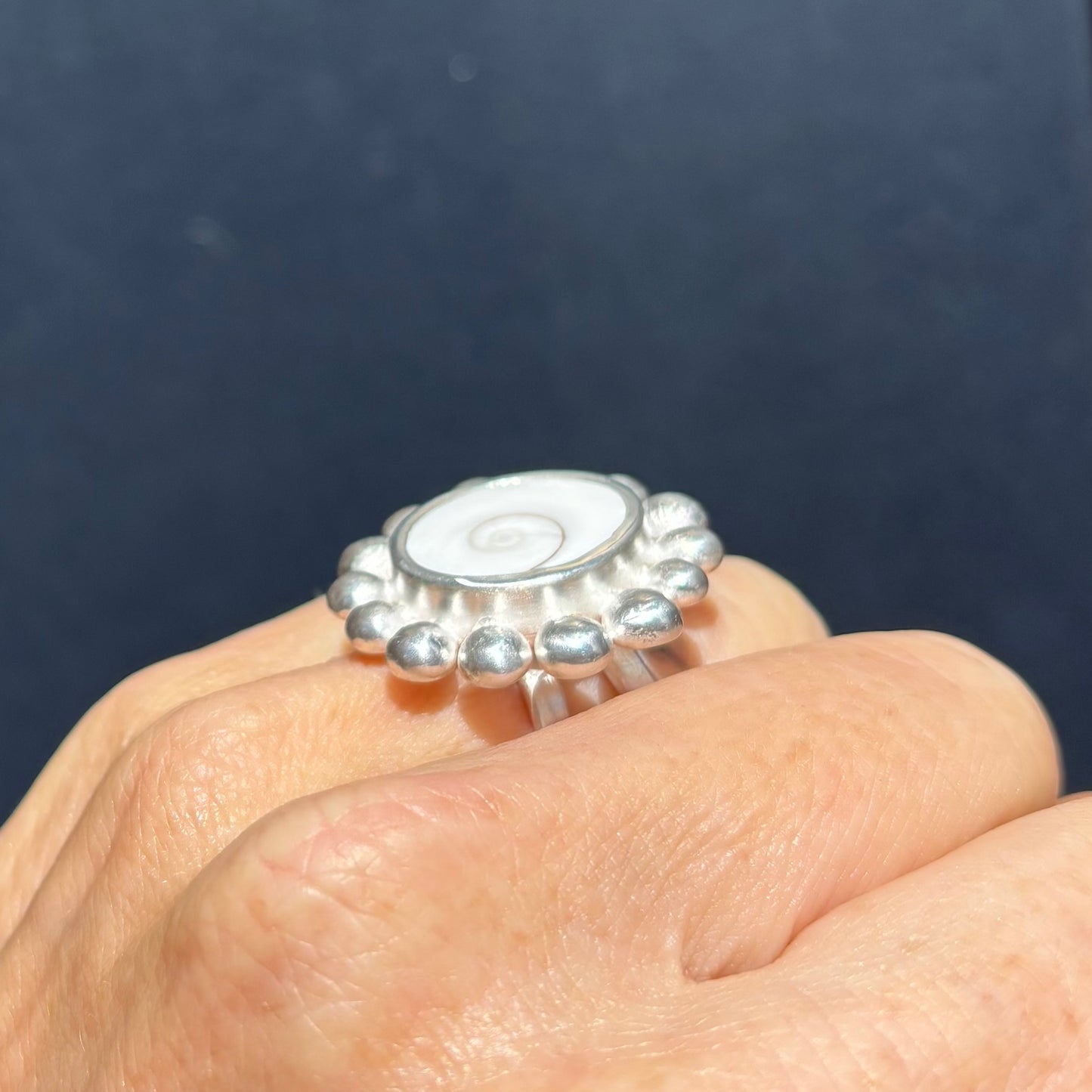 Giant Shell And Silver Courtesan Ring