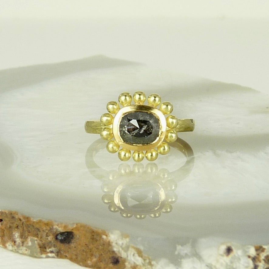 Salt And Pepper Diamond Courtesan Ring