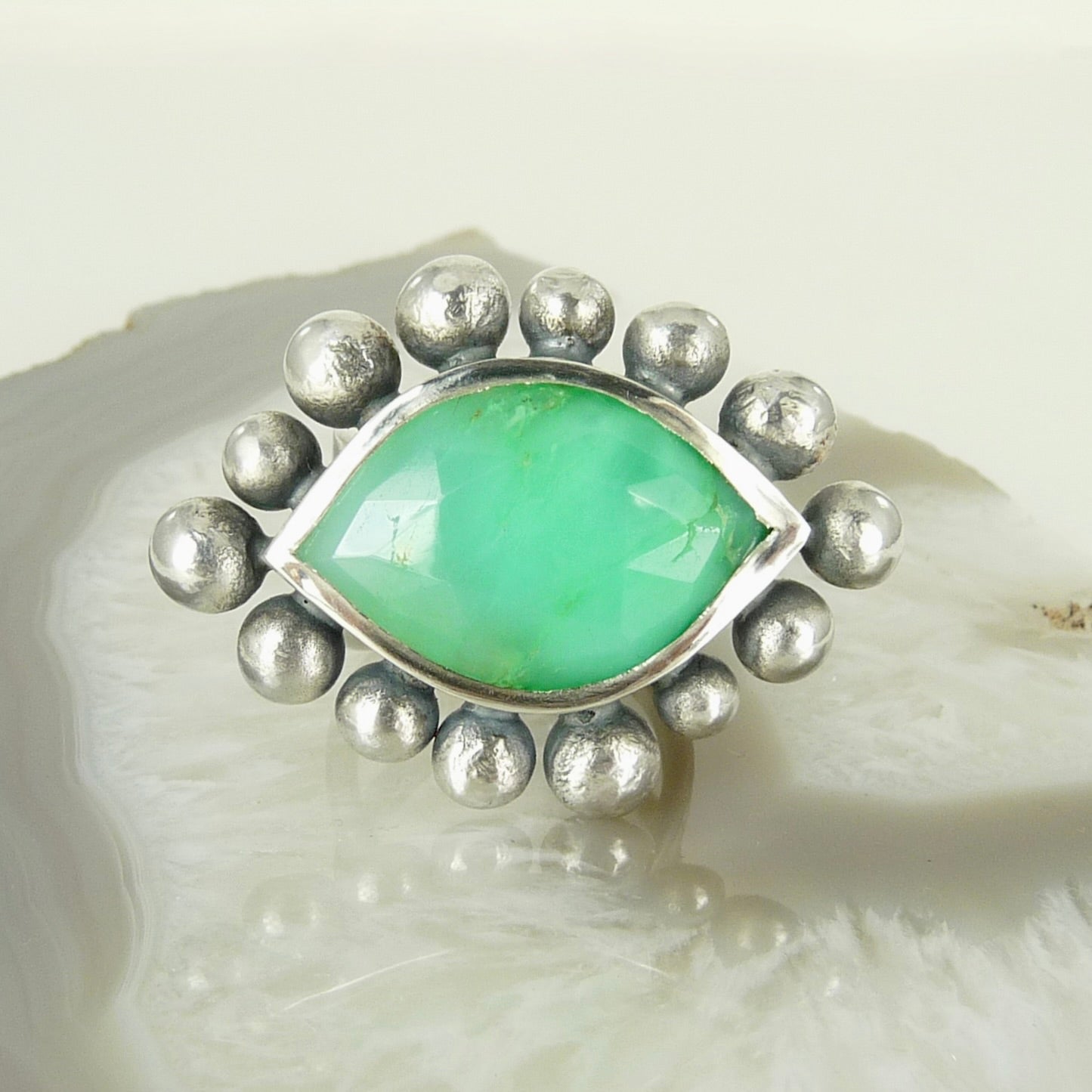 Giant Marquise Chrysoprase Courtesan ring