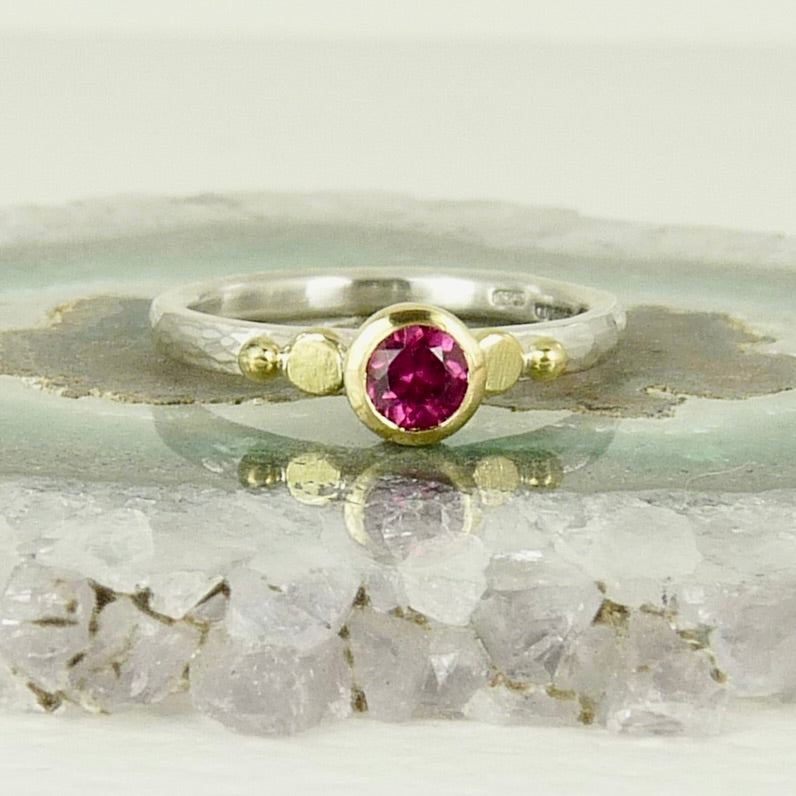 Pink Tourmaline Granulation Ring