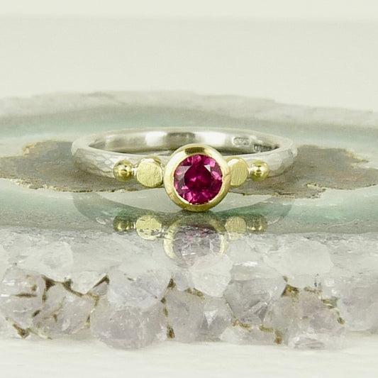 Pink Tourmaline Granulation Ring