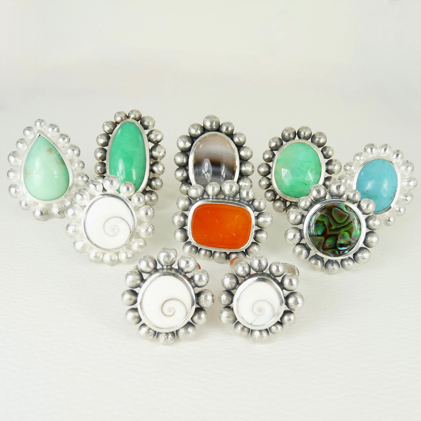 Giant Courtesan Ring Silver And Chrysoprase
