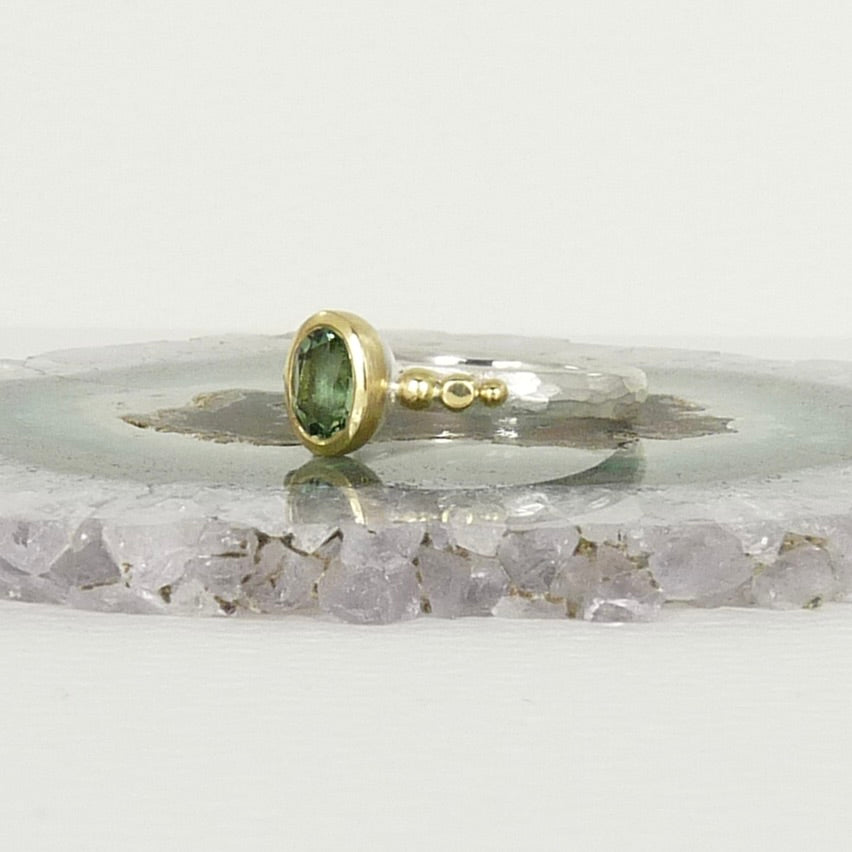 Mint Green Tourmaline Granulation Ring