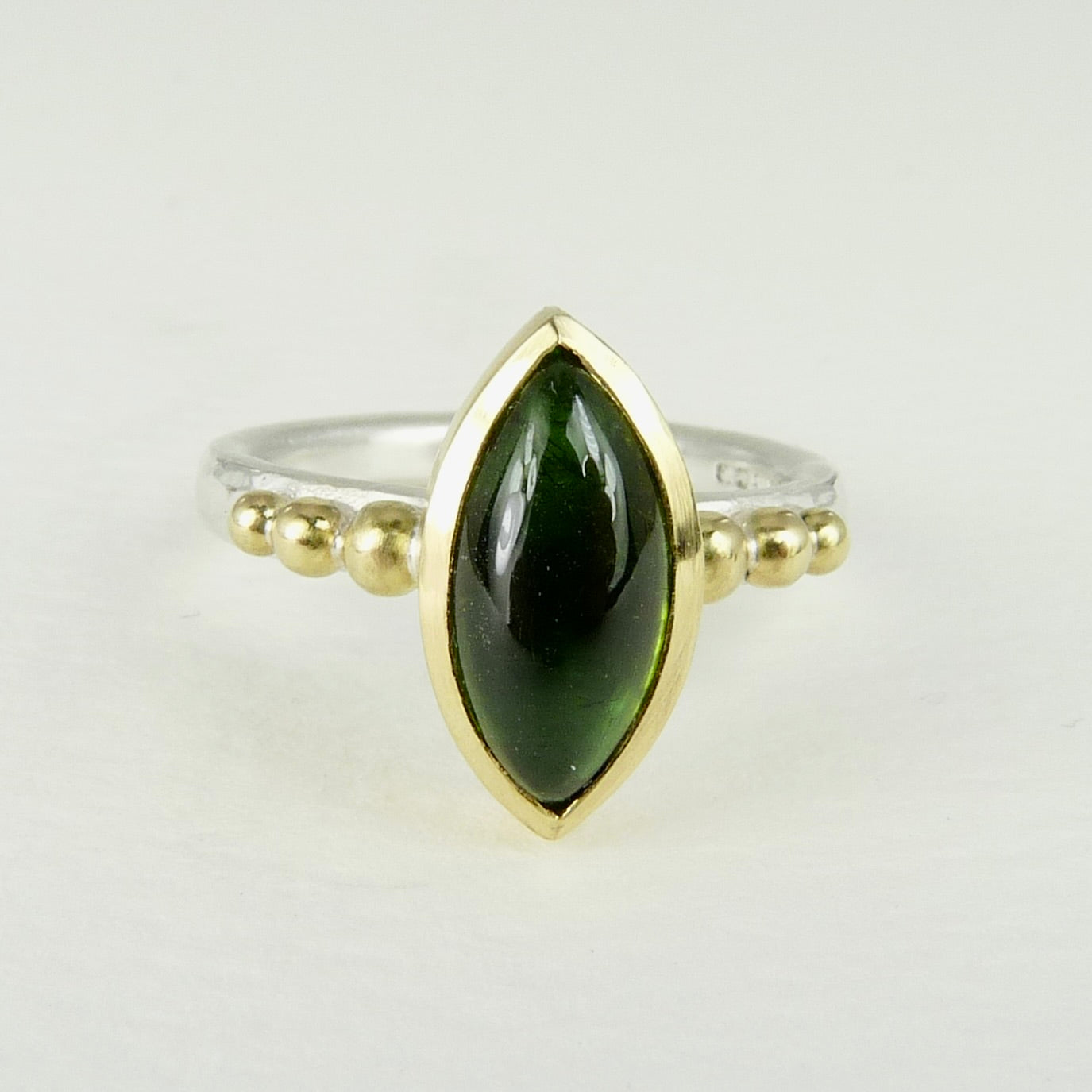 Green Tourmaline Granulation Ring
