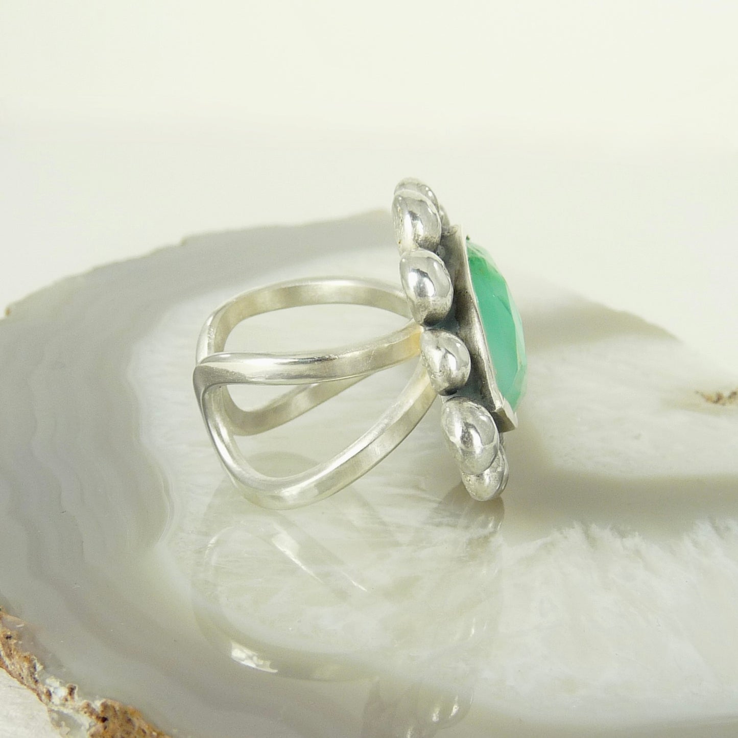 Giant Marquise Chrysoprase Courtesan ring