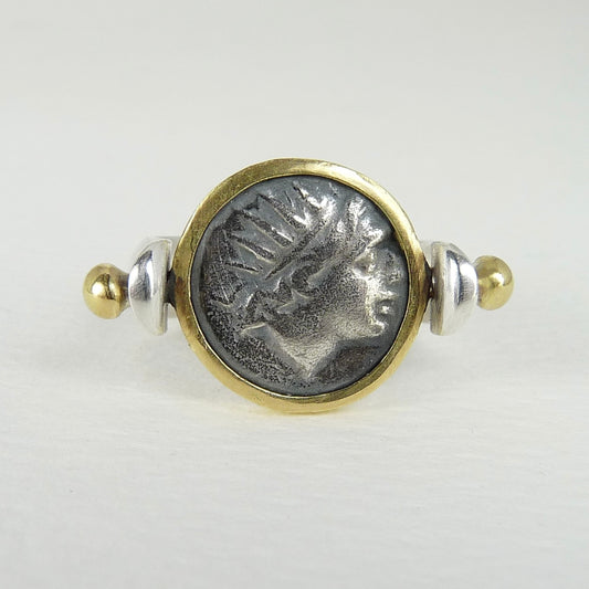 Helios Ancient Greek Coin Swivel Ring