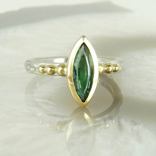 Green Tourmaline Granulation Ring