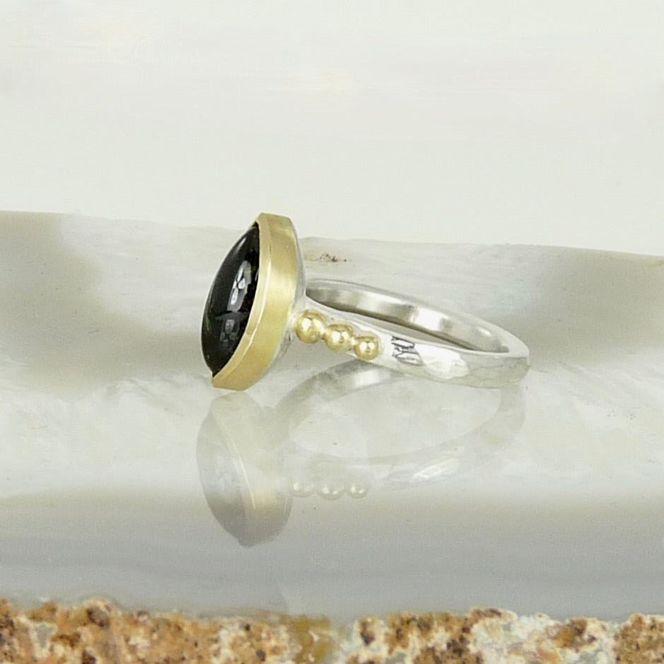 Green Tourmaline Granulation Ring