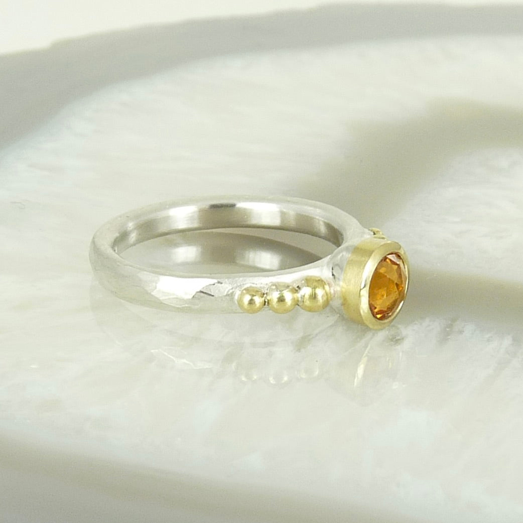 Orange Sapphire Granulation Ring