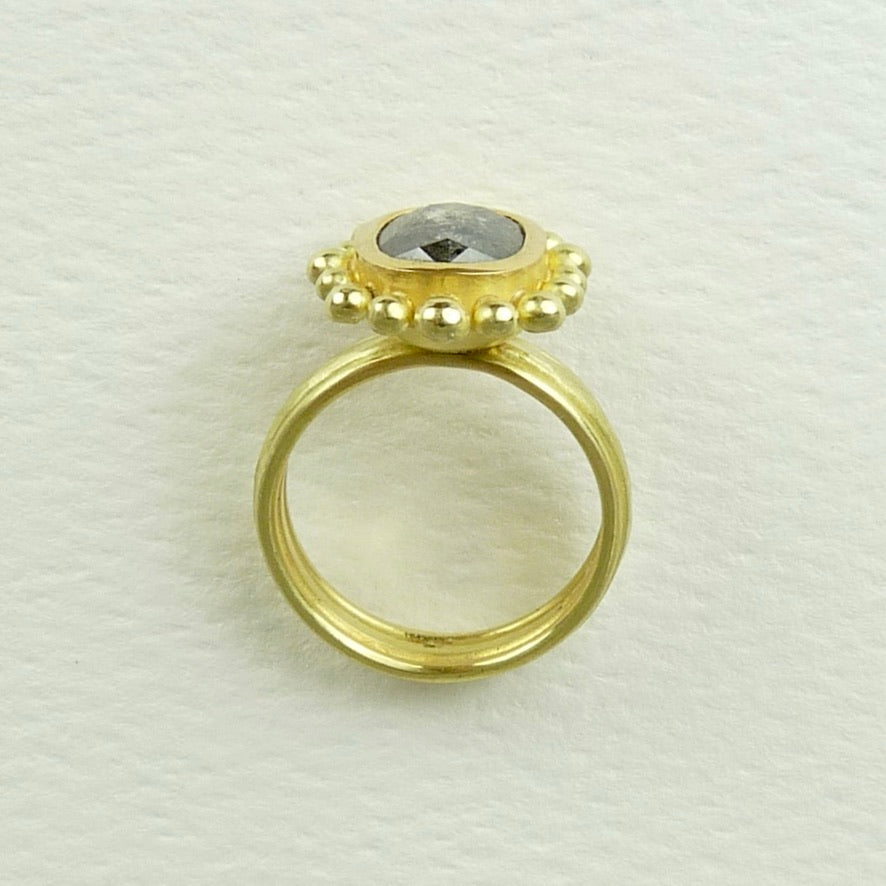 Large Salt And Pepper Diamond Courtesan ring