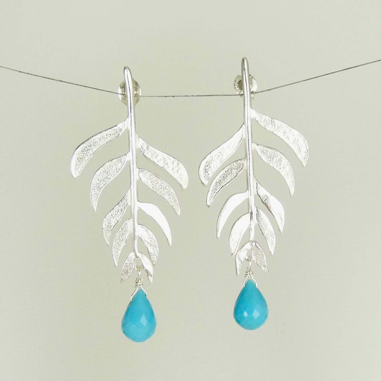 Kiki Leaf Earrings with Turquoise Drop