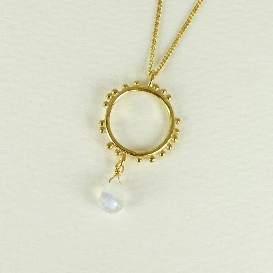 Medium Granulation Circle and Gemstone Necklace