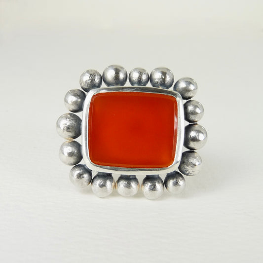 Giant Courtesan Ring Carnelian And Silver
