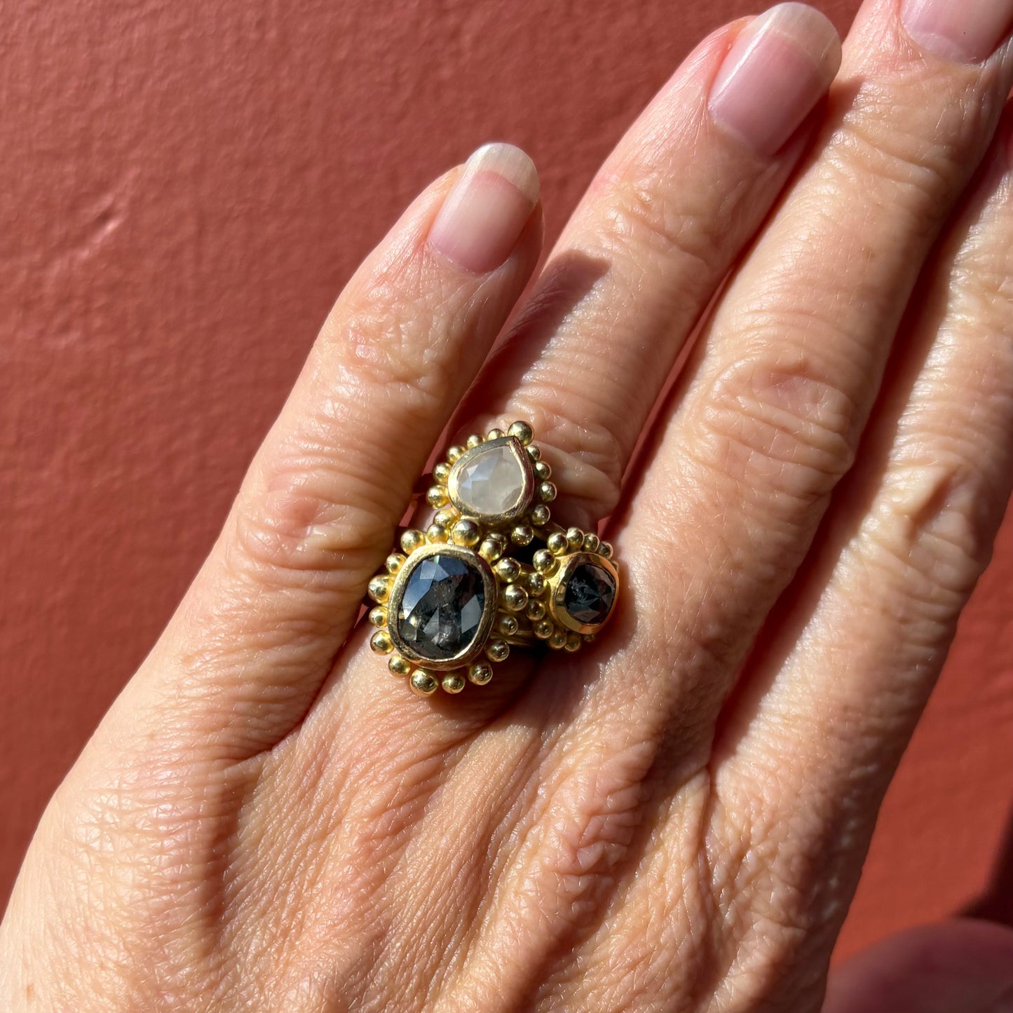 Pearly Cream Diamond Courtesan Ring