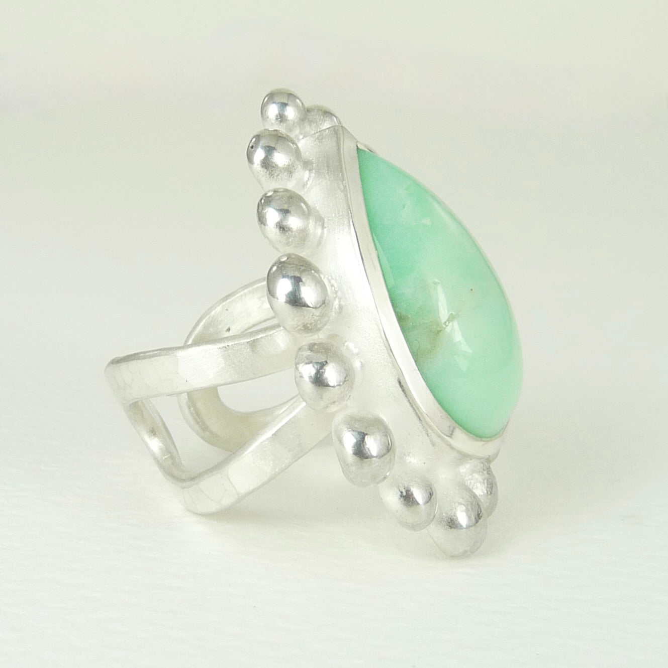 Giant Teardrop Chrysoprase Courtesan Ring