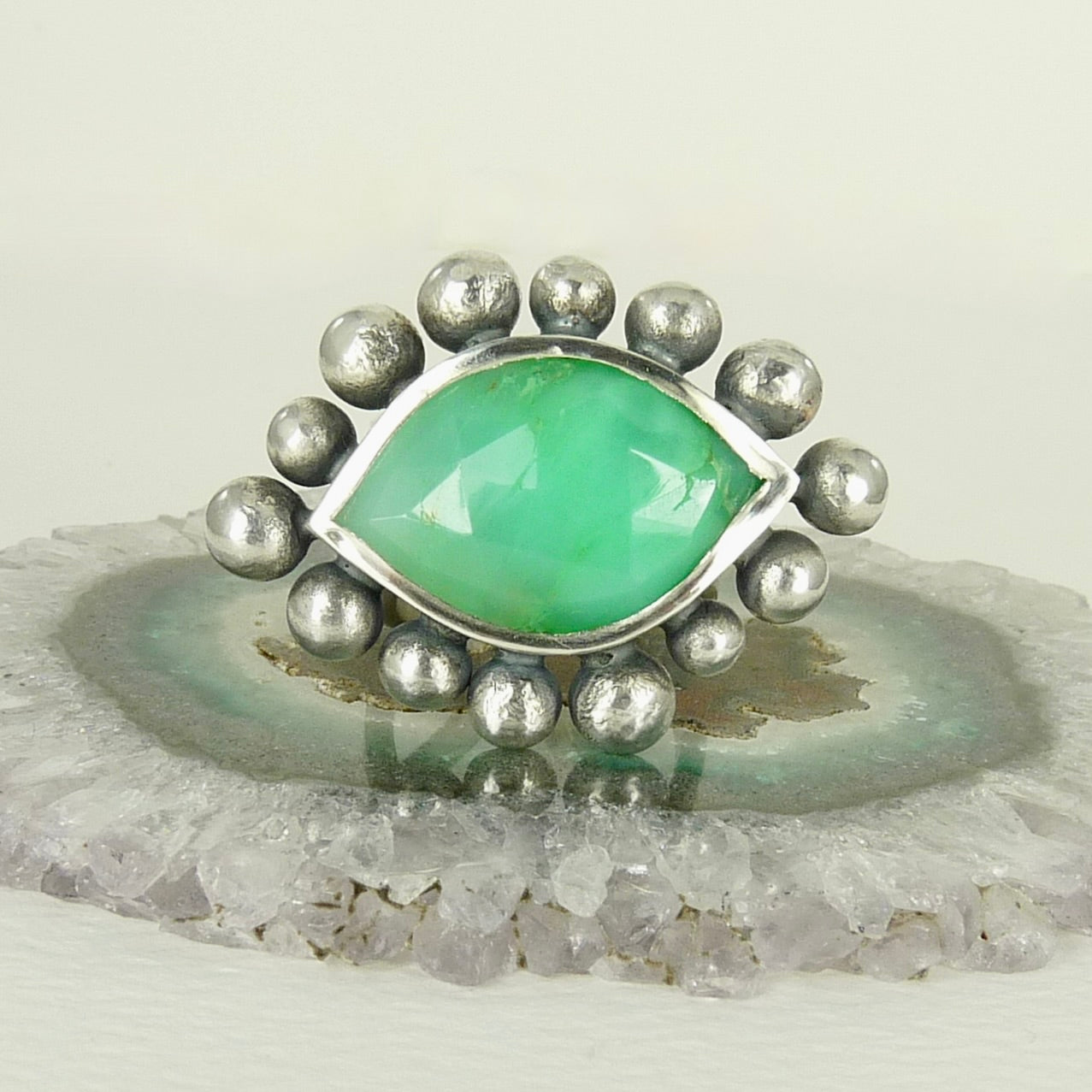 Giant Marquise Chrysoprase Courtesan ring