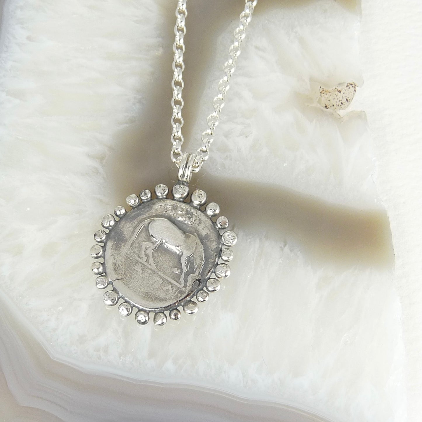 Larissa, Water Nymph Necklace Adorned with Silver Granules, Ancient Greek Coin