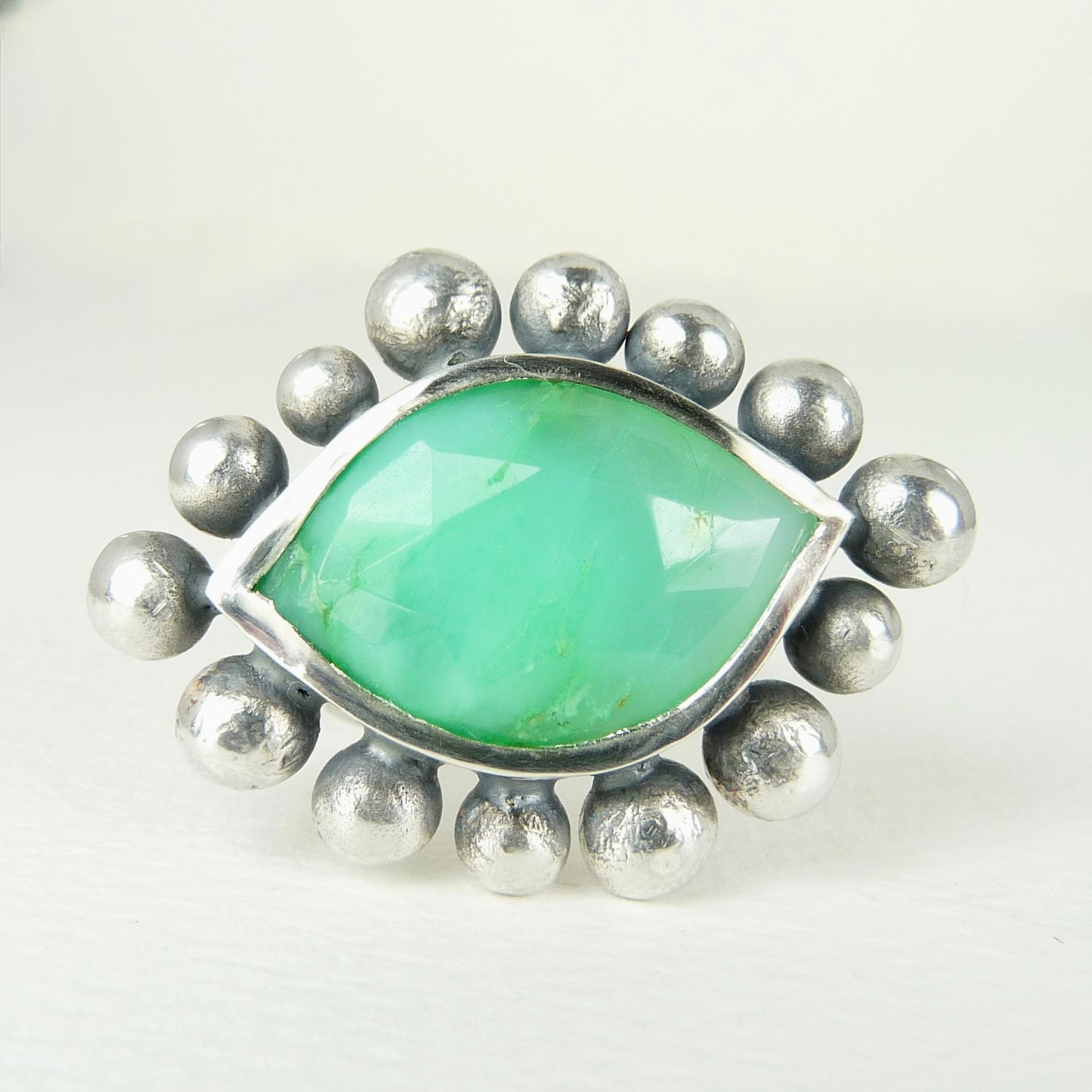 Giant Marquise Chrysoprase Courtesan ring
