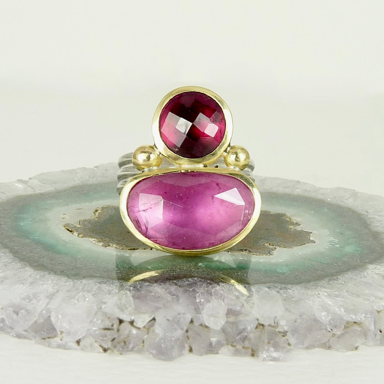 Pink Tourmaline Double Ring