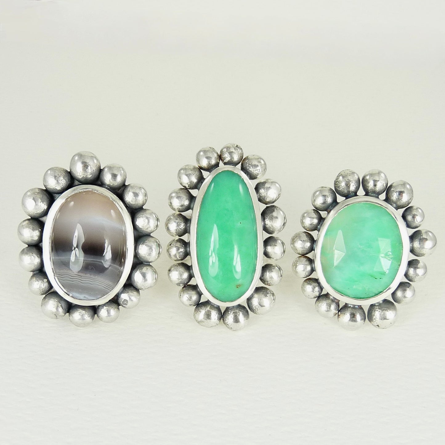 Giant Courtesan Ring Silver And Chrysoprase
