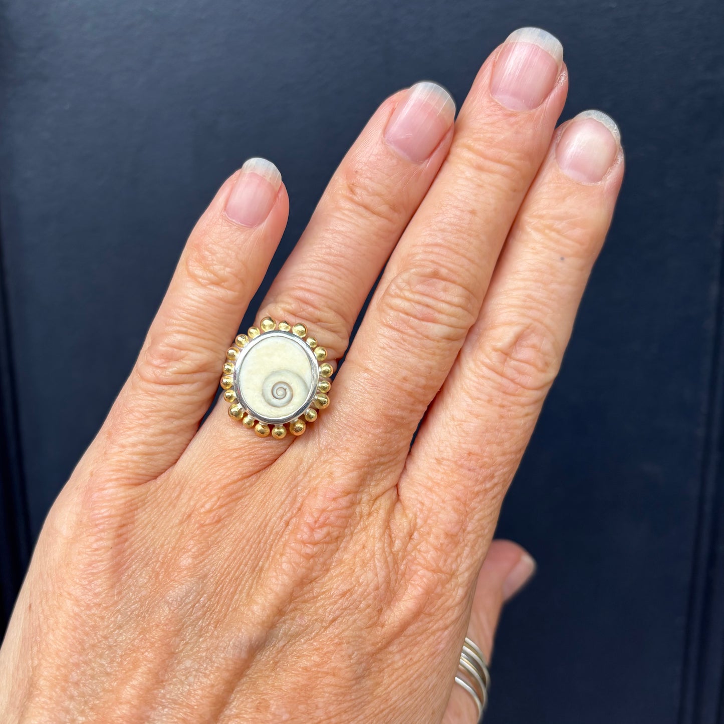 Operculum Shell Courtesan Ring, Silver and Gold