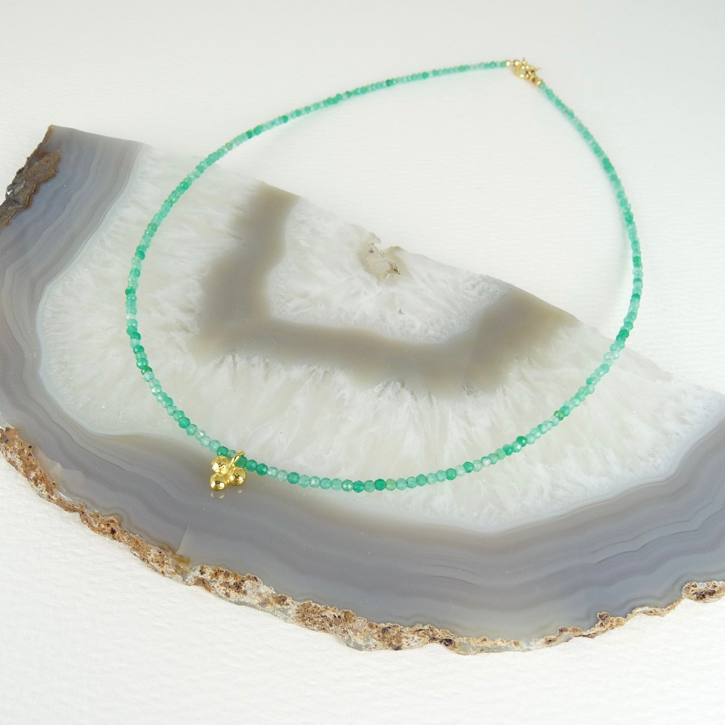 Granule Charm Green Onyx Bead Necklace