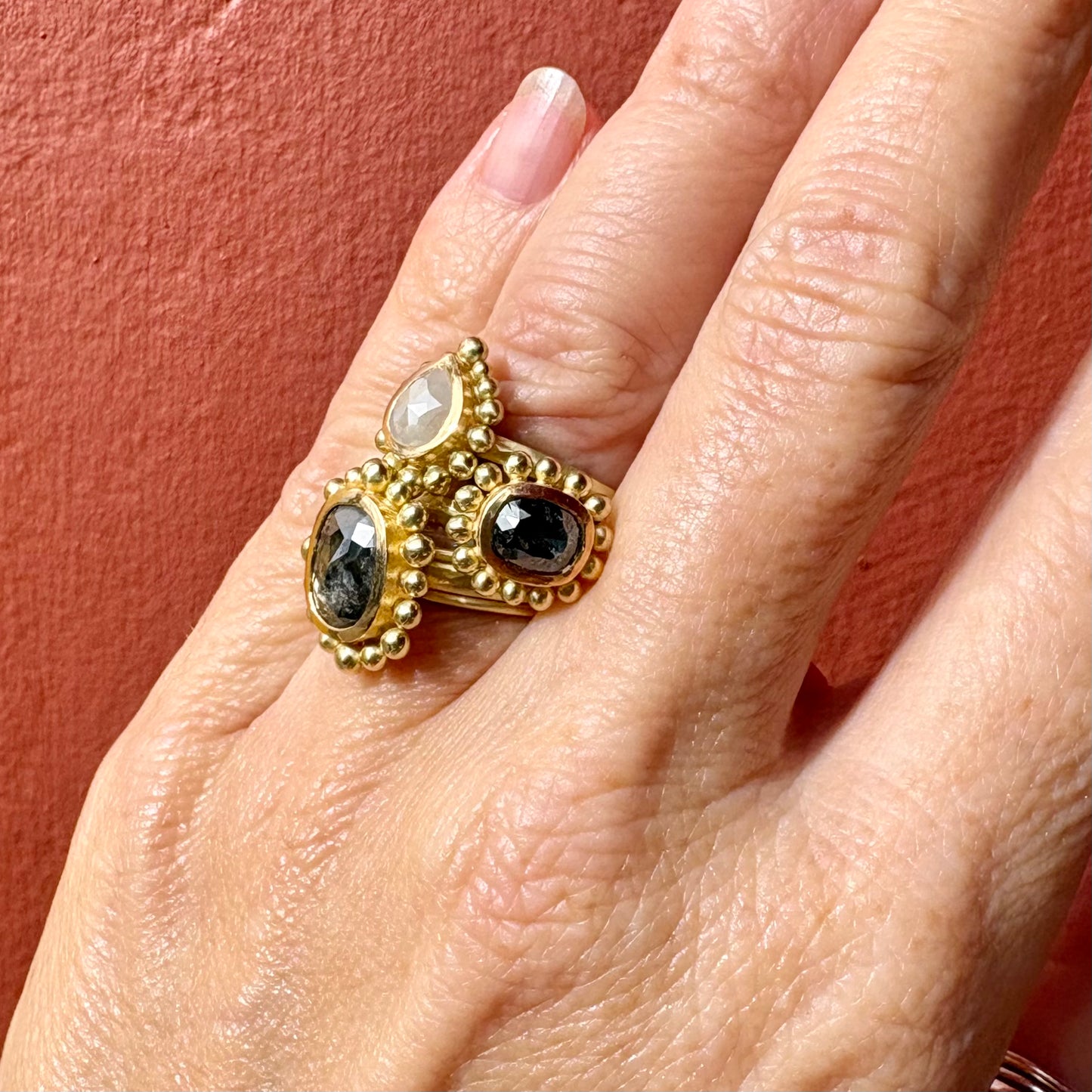 Salt And Pepper Diamond Courtesan Ring