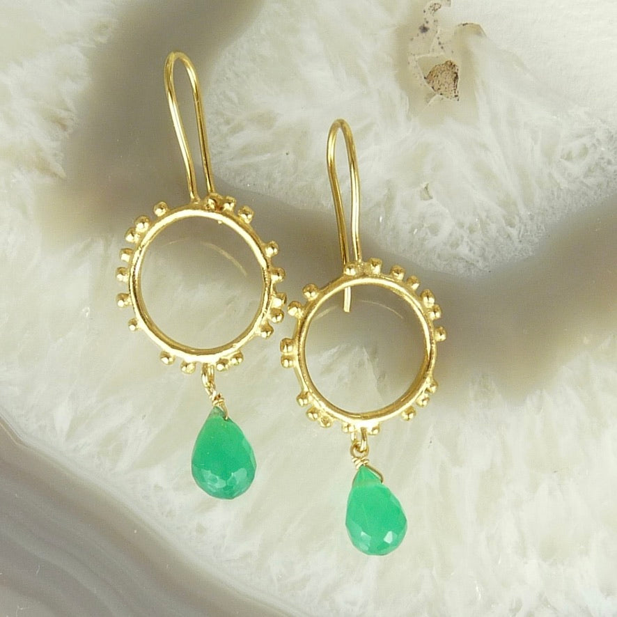 Small Granulation Circle Earrings with Hook