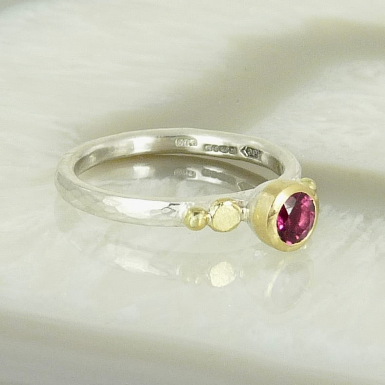 Pink Tourmaline Granulation Ring