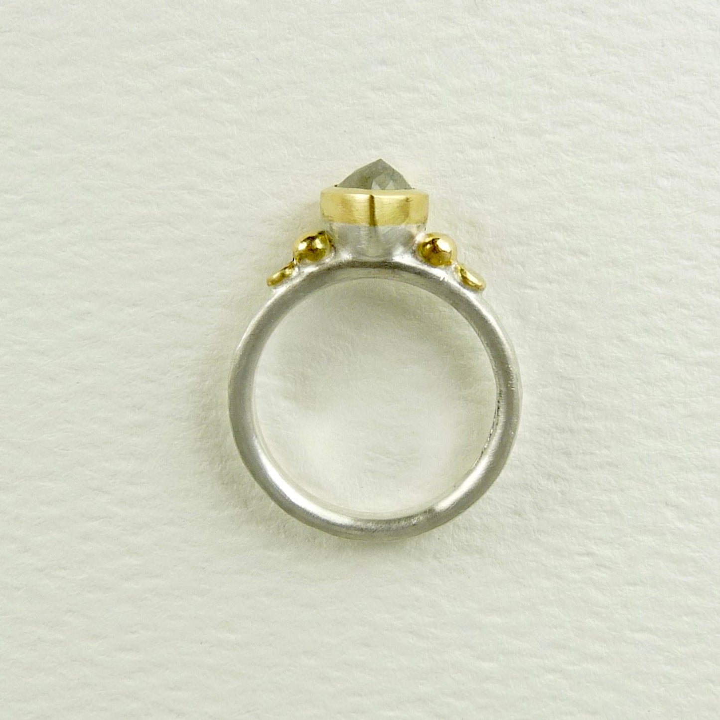 Tear Drop Grey Diamond Granulation Ring